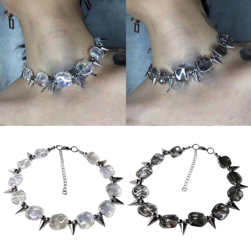 Adjustable Necklaces Splice Spike Rivet Pendant Hip-Hop Collarbone Chains Punk Style Choker Handcrafted Accessory