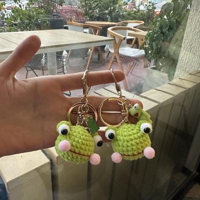 4cm Roztomilé háčkované klíčenky Pletení Vtipná klíčenka žába Kreativní držák na klíče Úložná taška na klíče Pletené panenky Klíčenky Velkoobchod