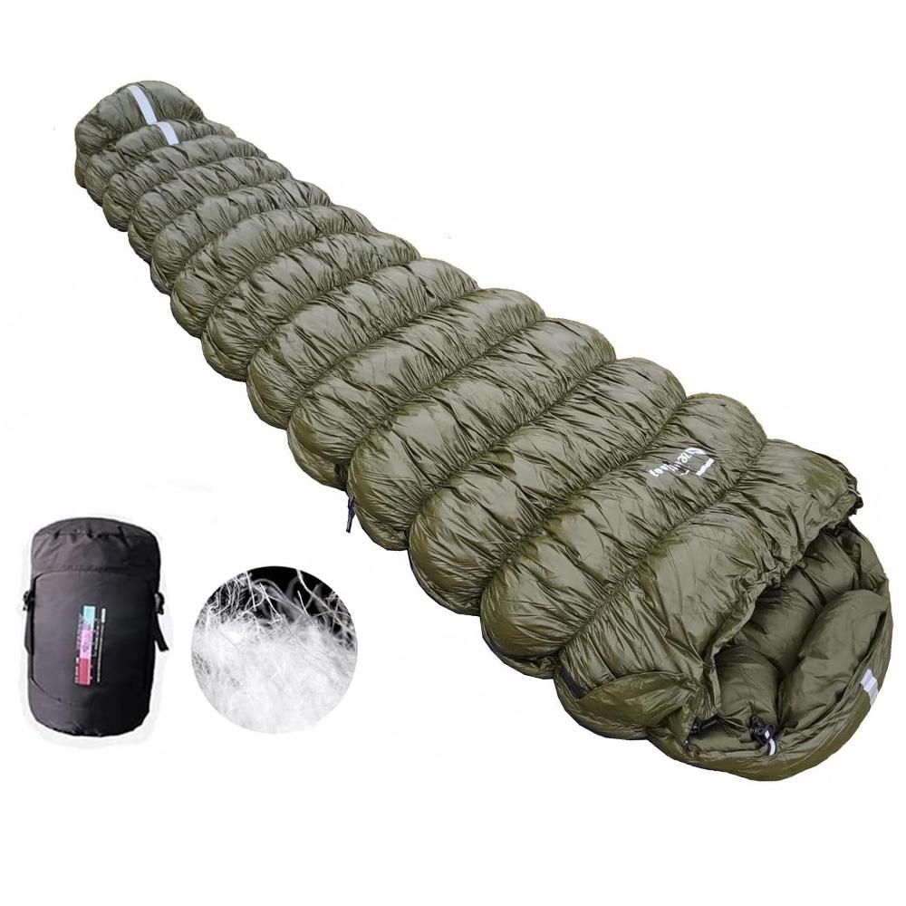 Outdoor camping, mummy sleeping bag, 95% goose down 1000g filling, high elasticity, ultra-light and warm, down sleeping bag