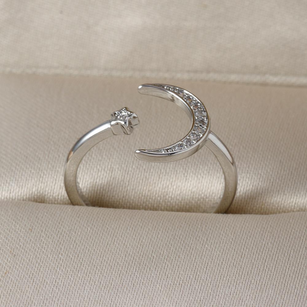 New Stainless Steel Star Moon Adjustable Rings For Women Wedding Finger Trendy Jewelry Adjustable Antique Rings Anillos