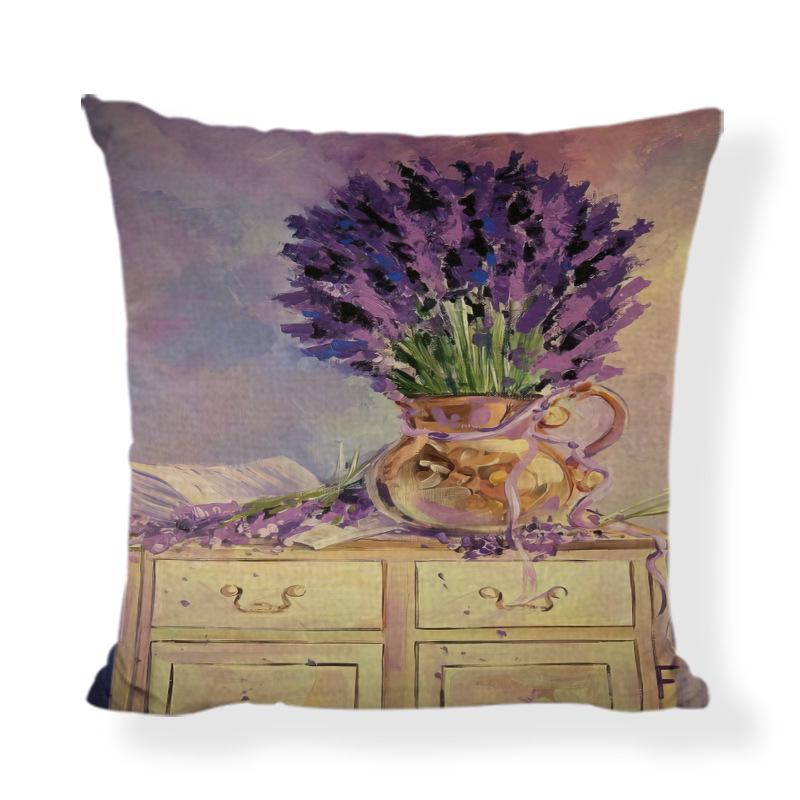 Lavendel "Velsigne dette hjemmet" Putetrekk, 45x45cm Lilla Sofaputetrekk for Stuedekor