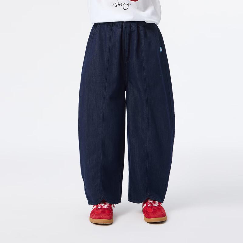 Girls  Summer Mid-Waist Loose Straight Slit Jeans 170