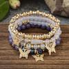 4pcs/1set Bohemian Creative Fashion Jewelry Exquisite Crystal Creative Bracelet Many-layered Butterfly Beaded Bracelet Accessory