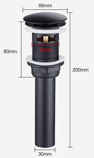 Matte Black Bathroom Lavatory Vanity Vessel Sink Drain, Black Pop Up Drain Stopper, Flip-Top, Flexible Drain Bending Pipe DR90