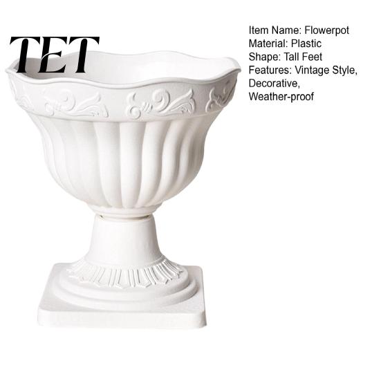 Large Plastic Planter White Urn Pot, Tall Vintage Roman Column Flowerpot, Decorative Flower Pot Plant Container for Indoor Outdoor Garden Front Porch
