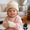 Baby Beanie Hat Mittens Set Knit Soft Warm Solid Color Winter Cuff Cap Gloves Kit for Toddler Thick Warm Hat Gloves