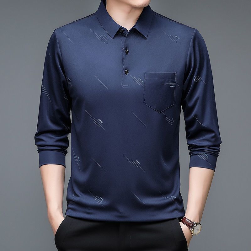 Men Business Fashion Long Sleeve Polo Shirts Spring Autumn New Lapel Korean Male Clothes Streetwear Casual Thin Smooth Tops 2026