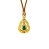 Palace Style Hollow Gourd Necklace with Inlaid Chalcedony Pendant - Women's Long-Lasting Color Jewelry