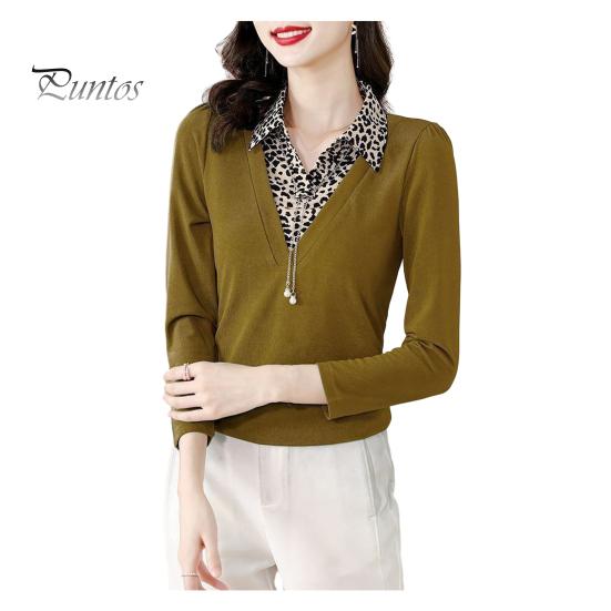 

Женская куртка с леопардовым принтом, лоскутная поддельная футболка из двух частей, весна-осень, повседневные тонкие топы с длинным рукавом, базовая куртка для повседневной носки и свиданий XL