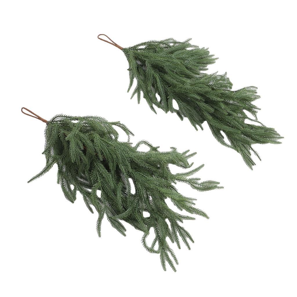 2 Pcs Norfolk Pine Teardrop Swag 26.77 Inch Length Plastic Artificial Pine Needle Teardrop Wreath for Home Decoration