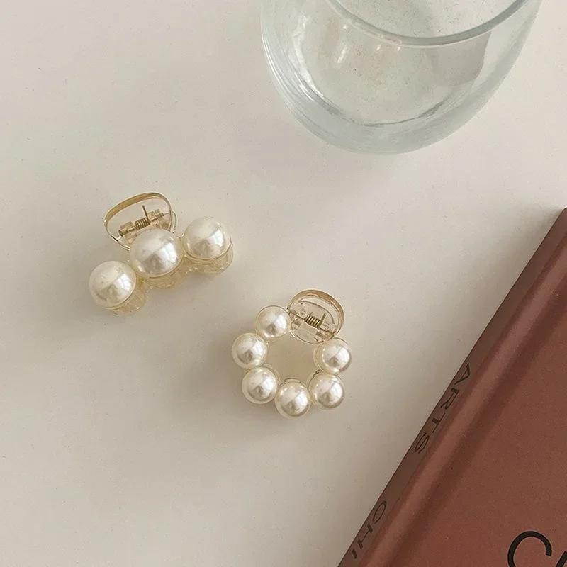 Lovely Pearl Geometric Hair Claw Clips for Women Girls Hairpin Crab Headband for Hair Washface Accessories Headwear Ornament