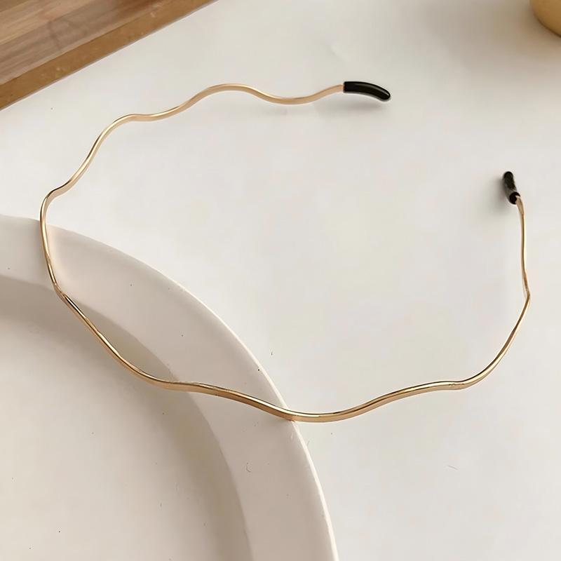 1pc Minimalist Headband Hair Accessory Fashion Metal Wave Curls Suitable For Daily Casual Wear Women Elegant Hair Band Hair Hoop