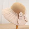 Spring and summer new women's straw hat big brim sun hat French pearl bow versatile sun protection hat travel