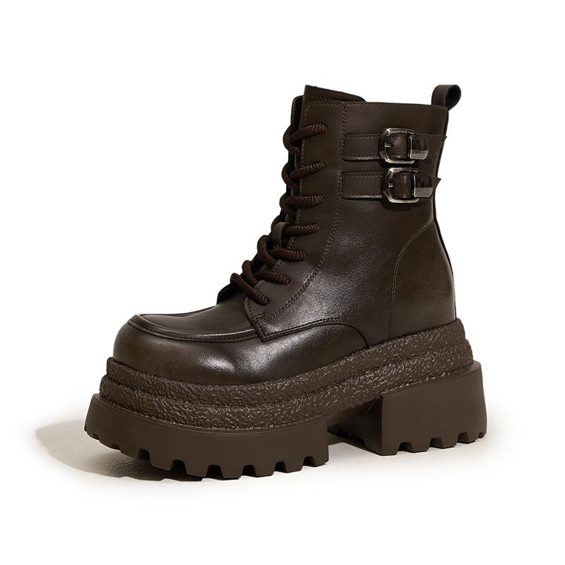 

Thick-soled Martin boots women s 2025 autumn and winter new small inner height increase women s shoes versatile polished retro short boots 34