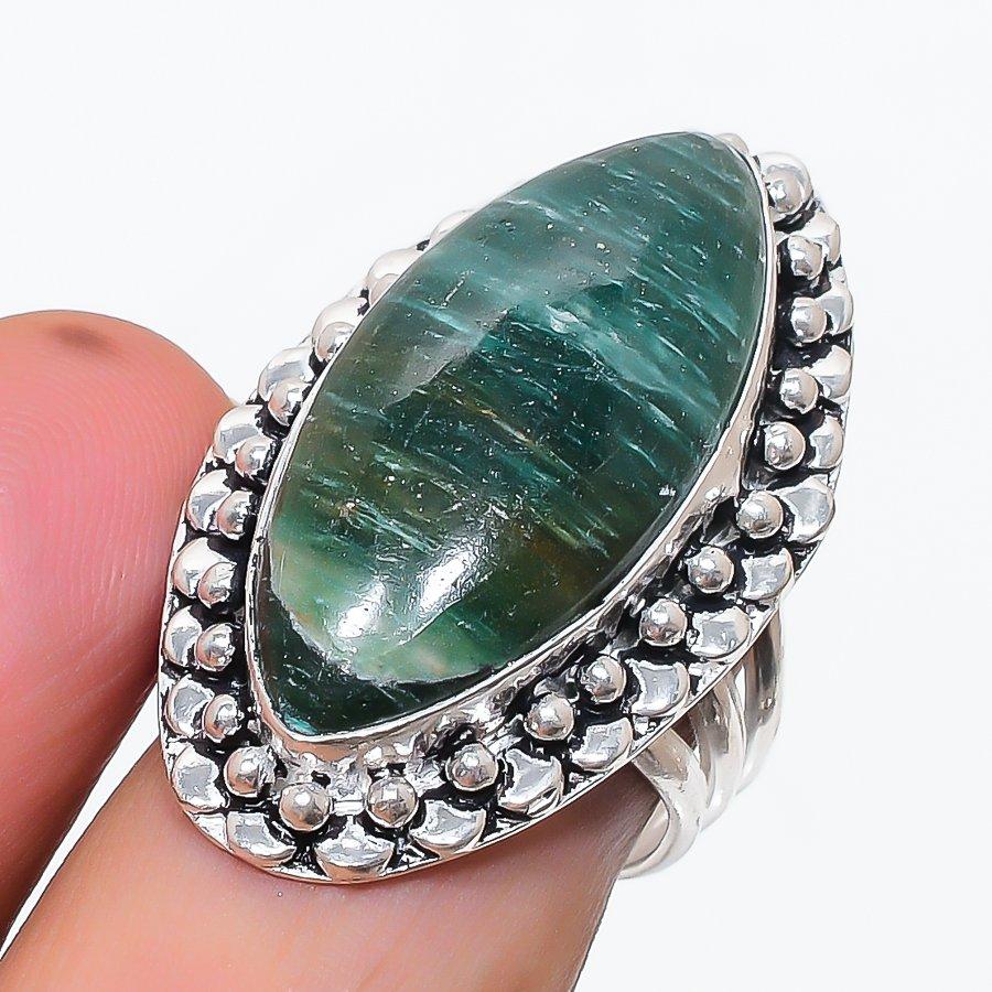 

Натуральный камень Зеленый Авантюрин Ювелирное изделие Кольцо из стерлингового серебра 925 пробы Размер 8.5 I3t56