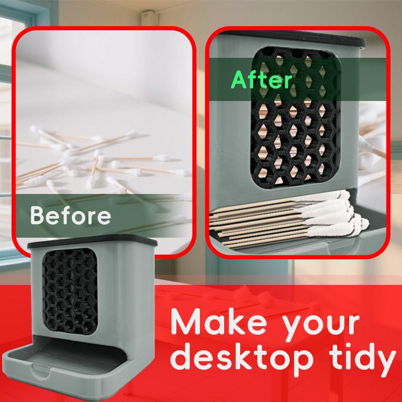 Convenient Honeycomb Cotton Swab Storage Box With Front Window For Easy Access