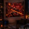 Starry Sky Moon Anime Warrior Aesthetic Tapestry Cool Fantasy Galaxy Cartoon Wall Hanging Bedroom Dorm Home Decor