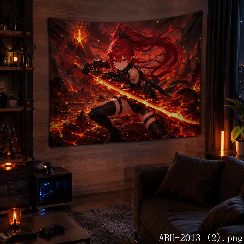 Starry Sky Moon Anime Warrior Aesthetic Tapestry Cool Fantasy Galaxy Cartoon Wall Hanging Bedroom Dorm Home Decor