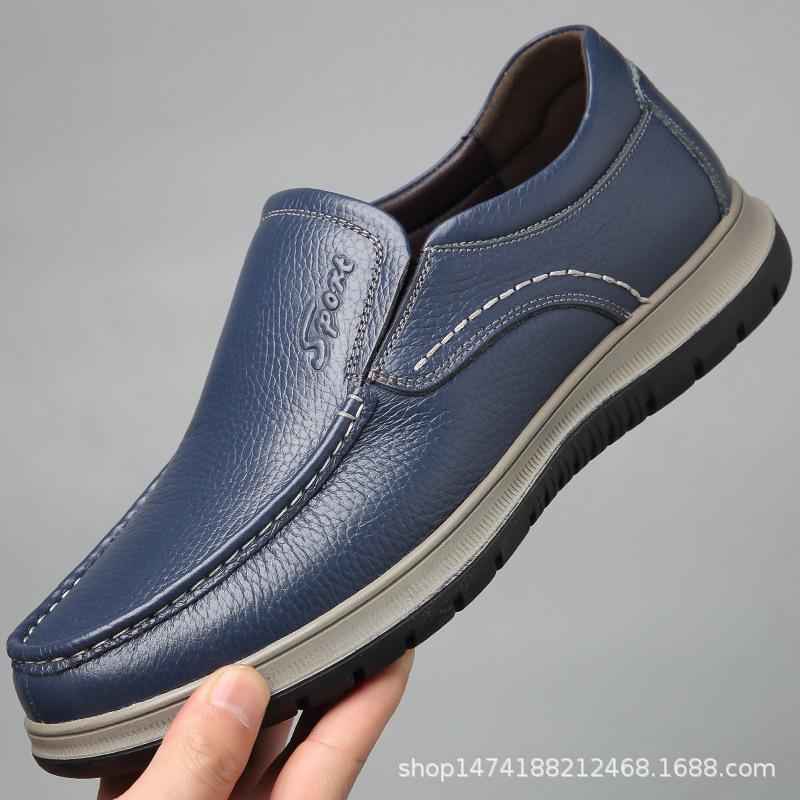 Men's shoes casual leather shoes men's first layer cowhide beanie shoes men's loafers 1351