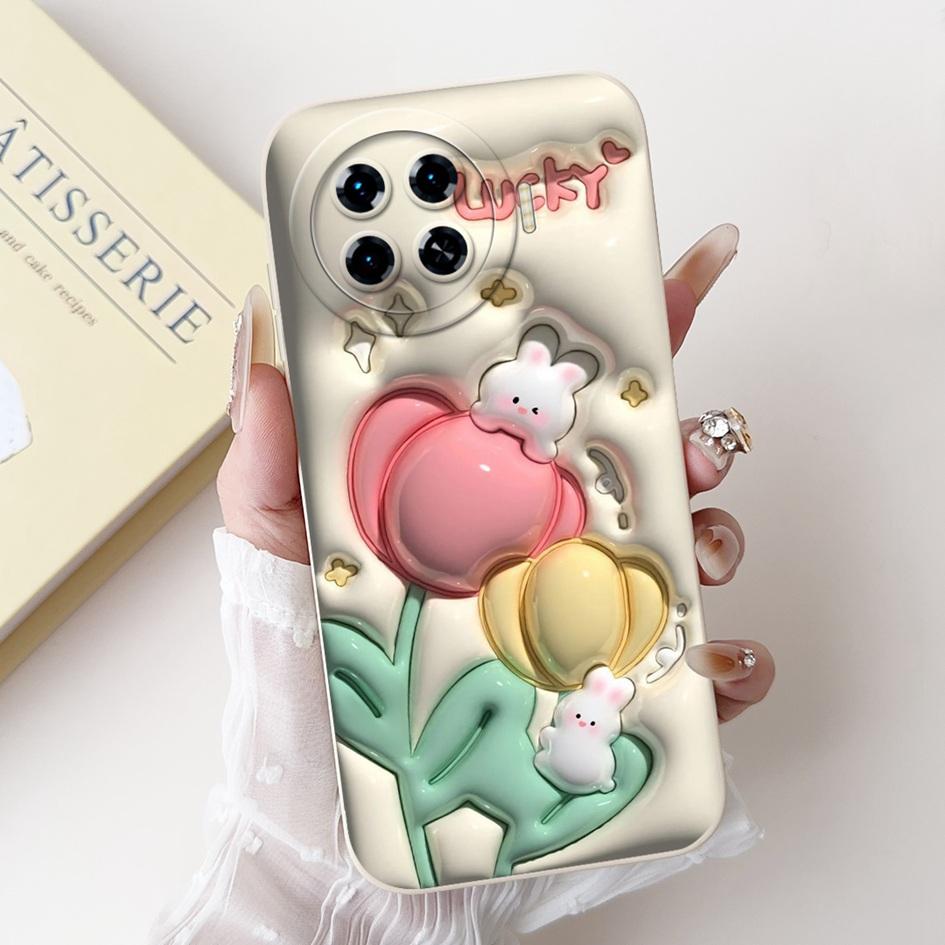 For Tecno Spark 20 Pro+ 2024 Case Fashion Flower Cactus Soft Liquid Silicone Lens Protective Cover on Spark 20 Pro Plus KJ7 Etui