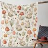 Easter Bunny & Mushroom Print Flannel Blanket - Soft, Warm, and Cozy for Couch, Bed, Car, Office, Camping - Versatile All-Season