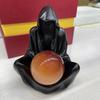 Grim Reaper Statue Gothic Crystal Ball Stand Bookshelf Decor Mysterious Creepy Wizard Robe Sculpture for Halloween Home Decor