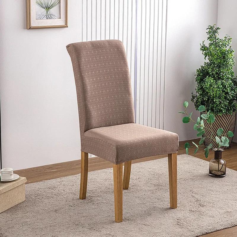 1PC Stretch Dining Chair Cover Jacquard Kitchen Chair Slipcover Elastic Universal Anti-dust Seat Cover for Hotel Wedding Banquet