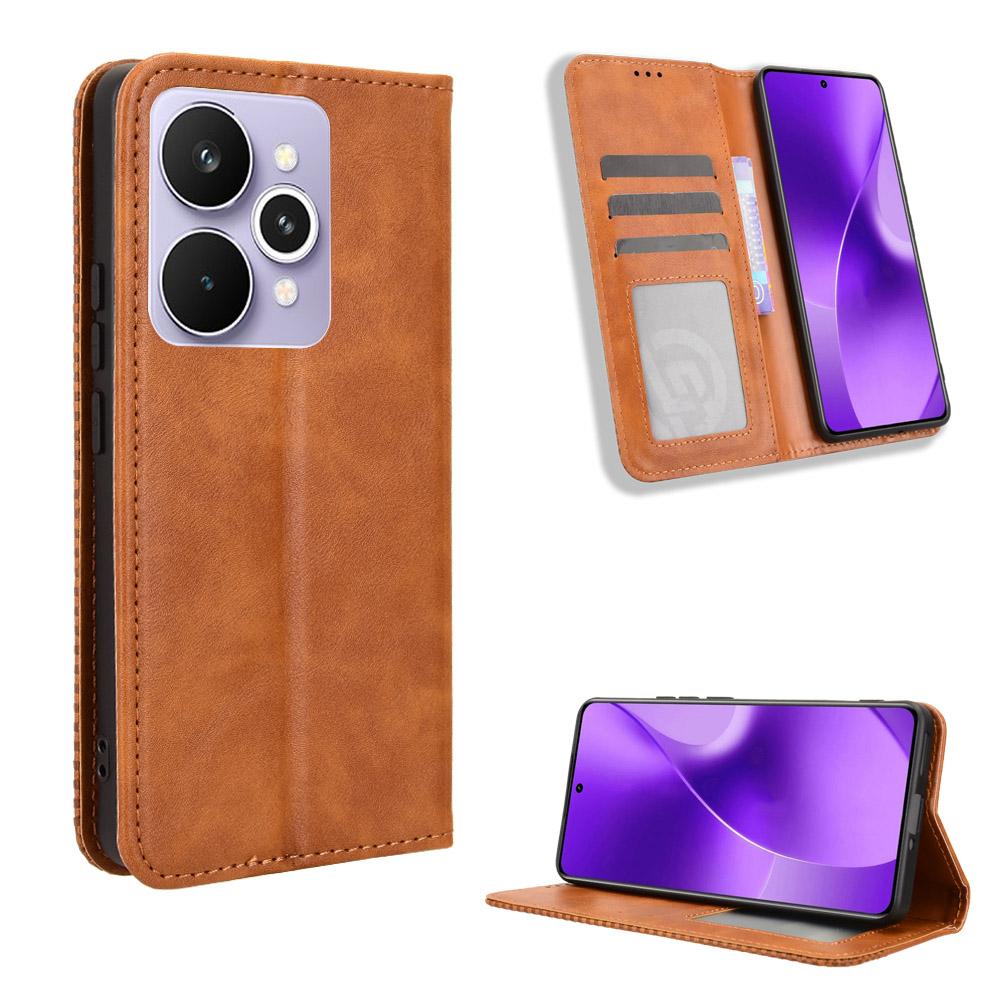 For Realme 15 5G/Realme 15 Pro 5G Leather Case Wallet Stand Retro Texture Phone Cover