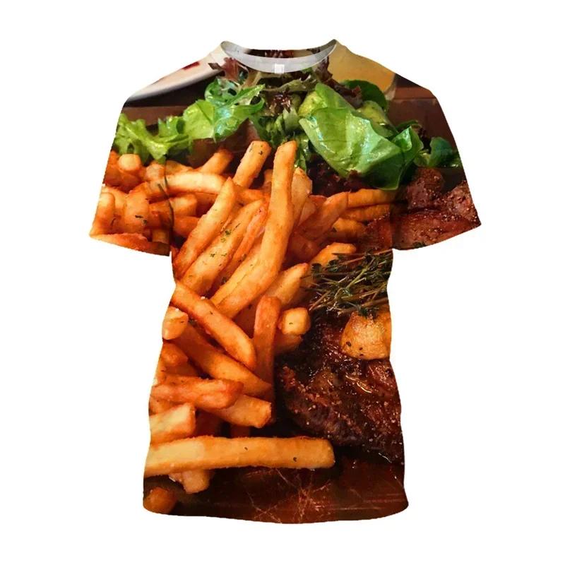 Pánské tričko 3D s potiskem těstovin a pizzy Ležérní pro dospělé Unisex s grafickým motivem jídla Pro muže Oversized s krátkým rukávem Oblečení Streetwear