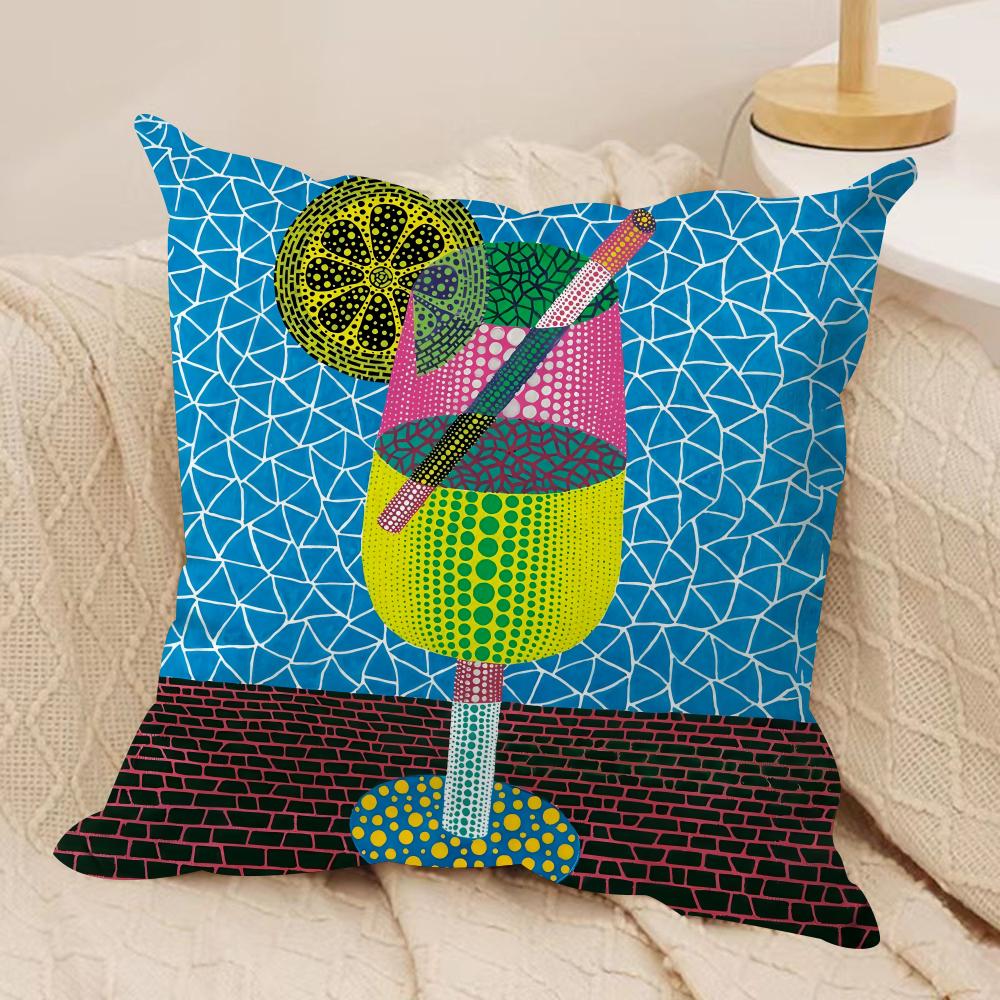 Yayoi Kusama Abstract ArtCushion Cover Soft Plush Fabric Double-Sided Printed Sofa Cushion Cover for All Seasons Home Decor Gift