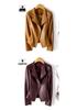 Women's Plus Size Slimming Leather Motorcycle Jacket with Lapel, Multi-color