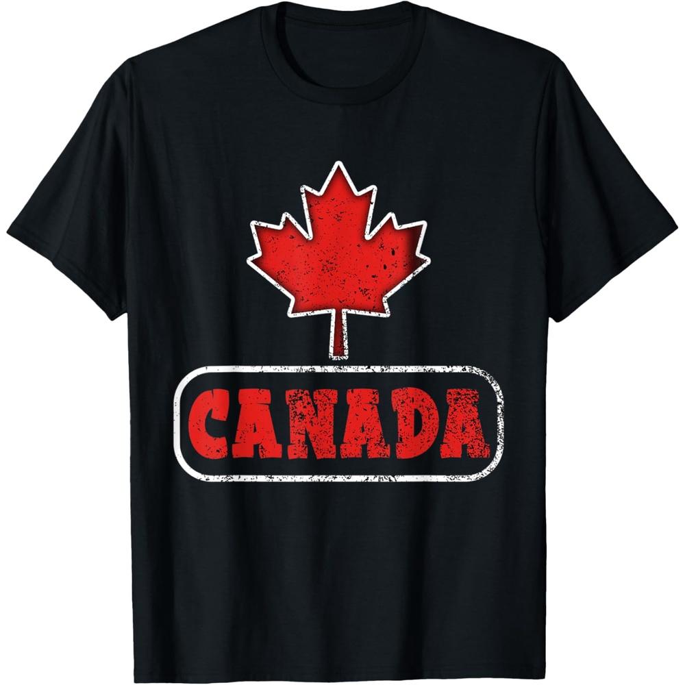 Canada Flag Vintage Retro Canadian Maple Leaf Gift Tees Cotton Men T Shirt