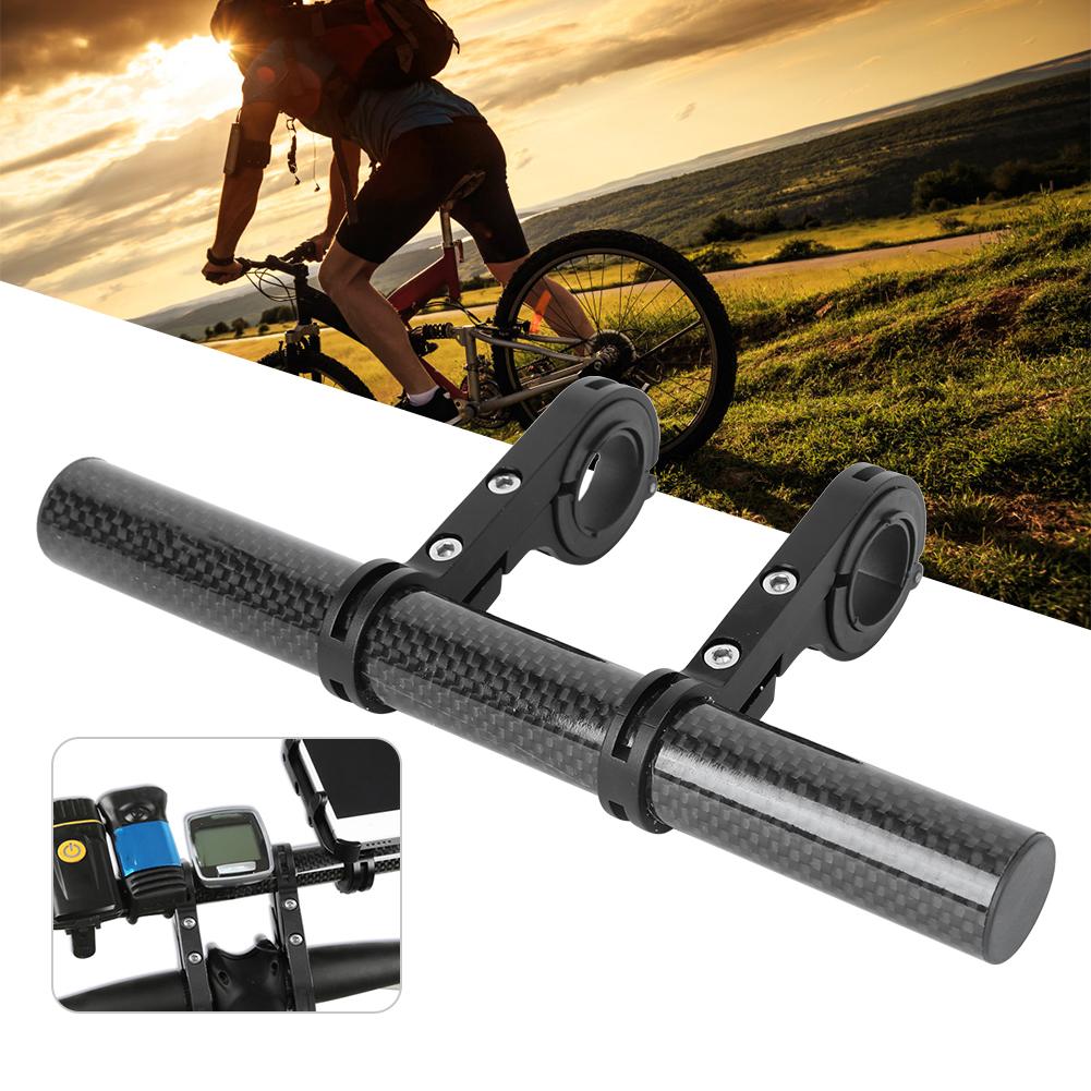 Bike Multifunction Extension Bracket Code Table Light Support Flashlight Stand Carbon Grain Double Clampblack