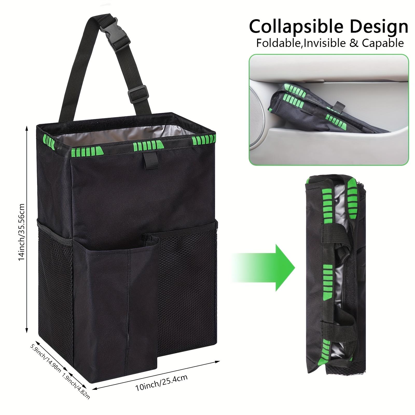 Car Trash Can 3.5 Gallons Car Garbage Can Foldable Car Trash Bag Hanging with Storage Pockets High Quality Car Trash Bin чёрный