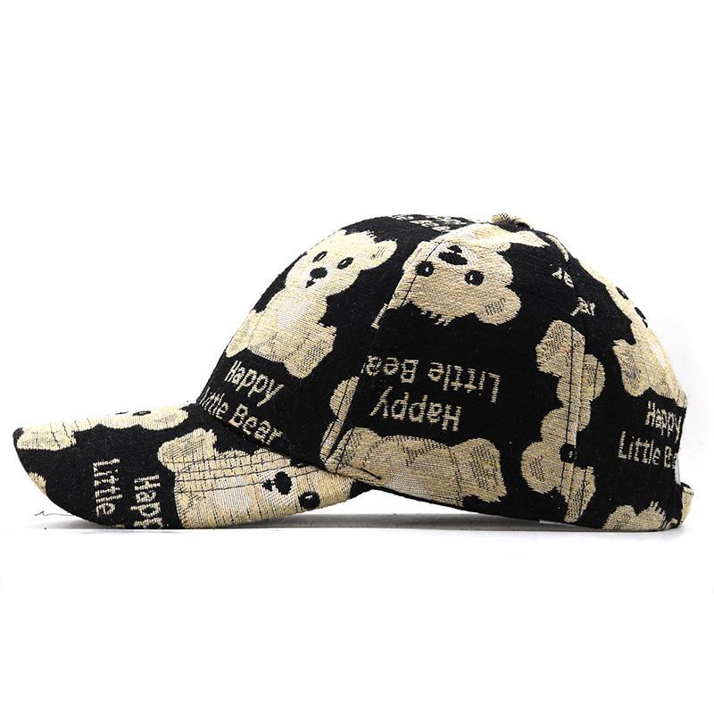Bear embroidery hat female hard top curved brim spring and autumn new baseball hat male student sunshade sports cap