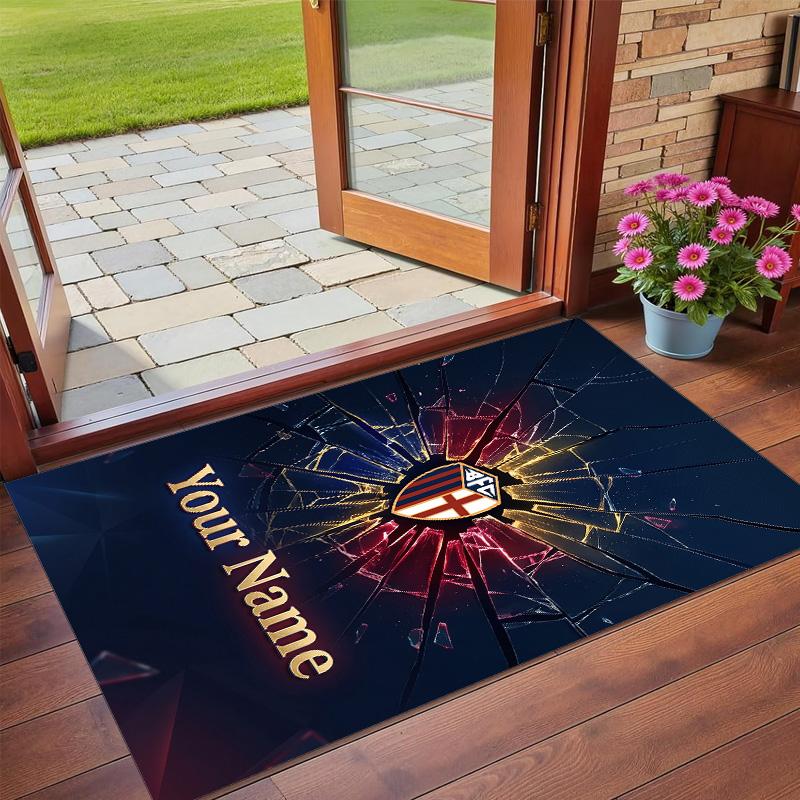 Crystal Velvet Rug Custom Name Text, Soft Non Slip Floor Mat Home DecorBologna FC
