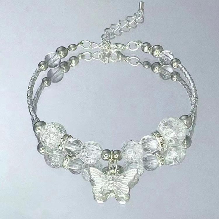 Exquisite Alloy Bracelet Accessory Distinctive Beaded Bracelet Charm With Butterfly Embellishments for Trendsetters