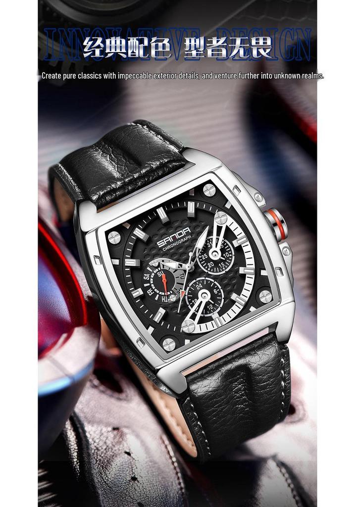 Sanda Men's Waterproof Quartz Watch with Leather Strap - Stylish and Durable Design