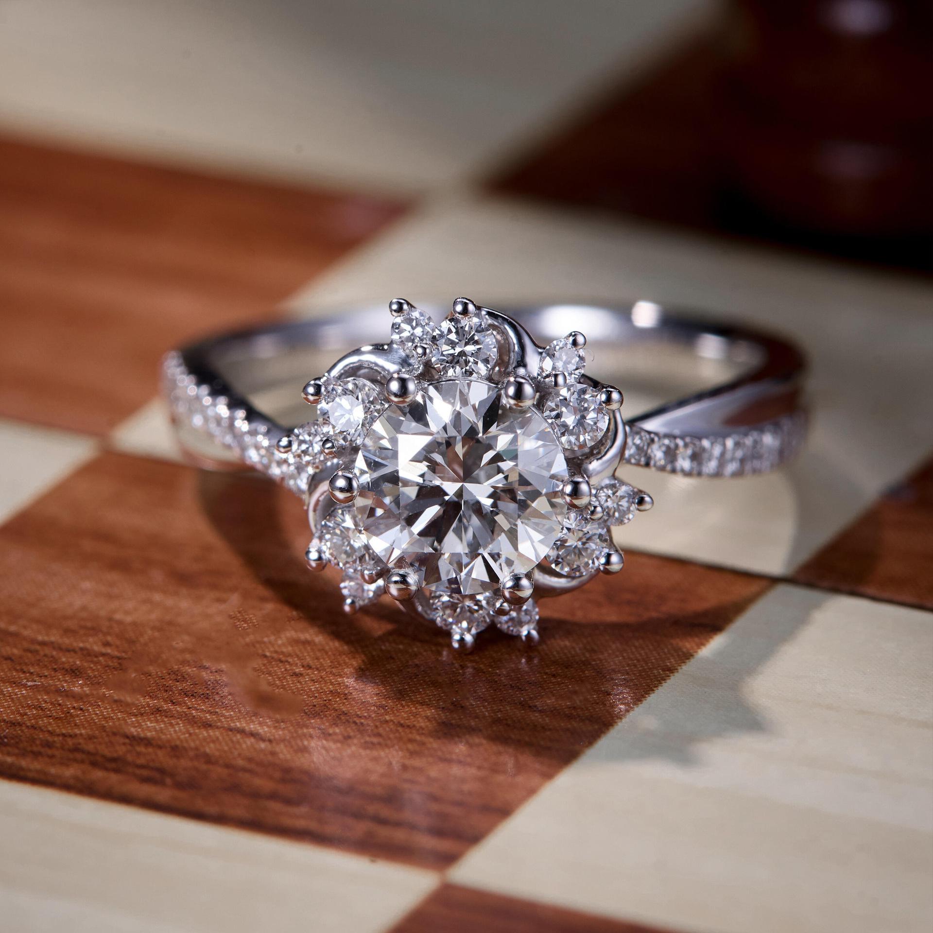 1 Carat Eight Hearts and Eight Arrows Open Ring Female, Twisted Arm Diamond Wedding Ring 2026 Resizable