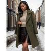 Womens Long Wool Blend Coat Slim Fit Single Breasted Belted Overcoat Solid Color Winter Outerwear
