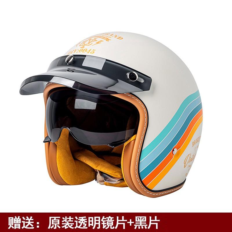 Vintage-Style 3/4 Open Face Motorcycle Helmet Men Women UV Protection All-Season Scooter Bike Riding Gear