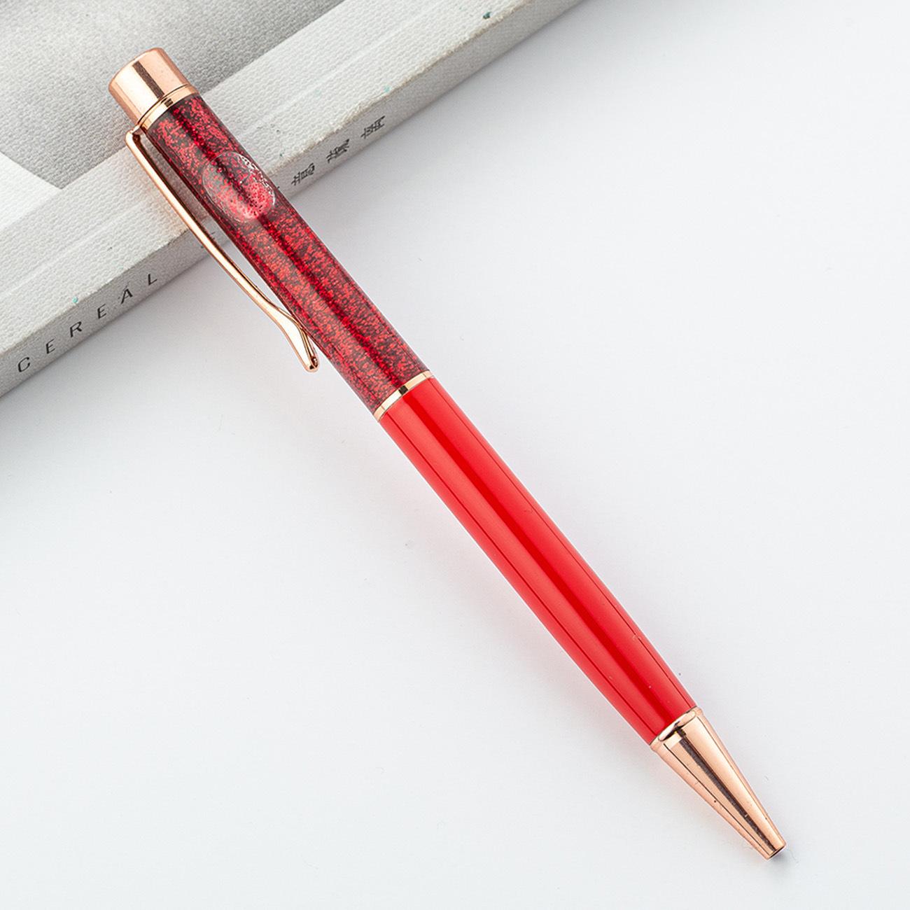 

Цільна кулькова ручка з олійним кристалом, металевим офісним шкільним приладдям, канцтоварами, що обертаються, рожеве золото, блискучий подарунок, милий затискач, блиск Ink Color：Black