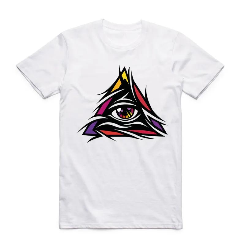 2019 Neue Mode Herren Print Vertraue Niemandem Illuminati Allsehendes Auge T-Shirt Kurzarm O-Ausschnitt Sommer Cooles Top T-Shirt
