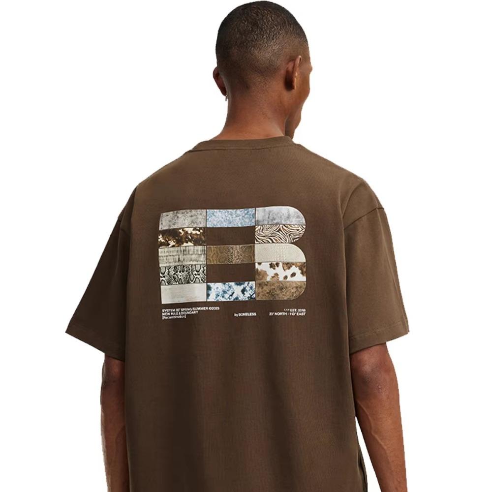 Amerikanische High Street Texturmuster Patchwork Bedruckt 100% Baumwolle Kurzarm O-Ausschnitt Herren T-Shirt Unisex Tee Männer Kleidung Oberteile