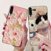 For Samsung Galaxy A90 5G Phone Case For Samsung A90 5G SM-A908B Elegant Floral Cat Painted Black Silicone Soft TPU Cases