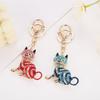 Colorful Rhinestone Kitten Keychain - Cute & Creative Bag Charm, Small Gift