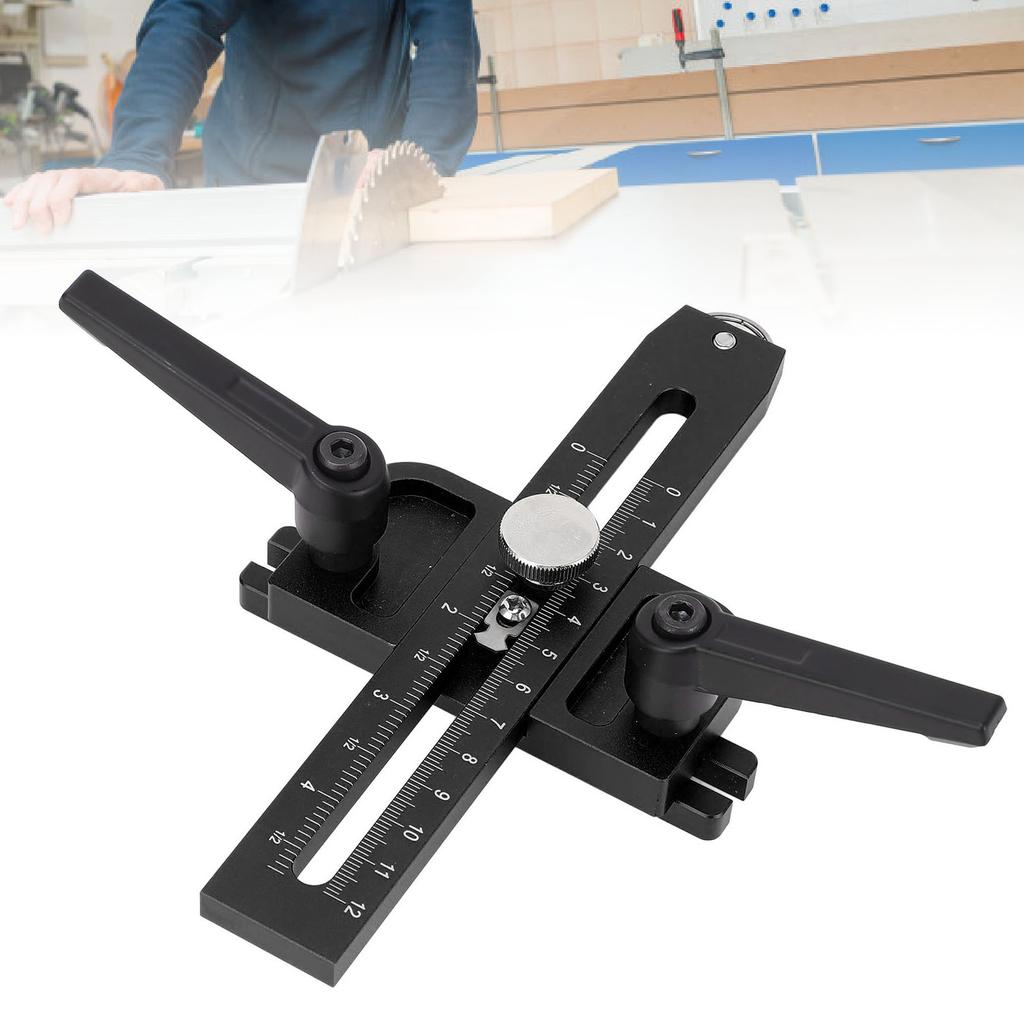 Table Saw Jig with Roller Dual Scale Woodworking Thin Ripping Locator Fits for 3Celsius4x3Celsius8 3Celsius8x1Celsius4 Inch T Slot