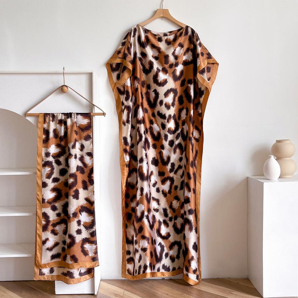 Simulation Silk Dress Women'S Printed Dress Temperament Versatile Women'S Large Size Robe