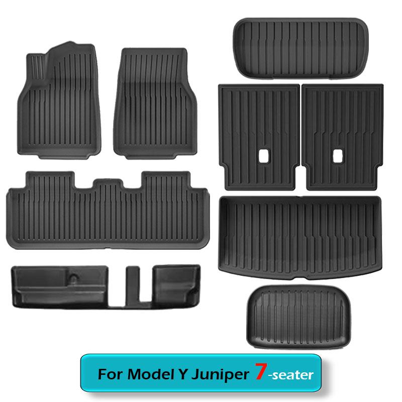 TPE Floor Mats Cargo Liner for Tesla Model Y Juniper 7 Seat 2026 2027 All Weather Non-slip Floor Liner Trunk Backrest Mat