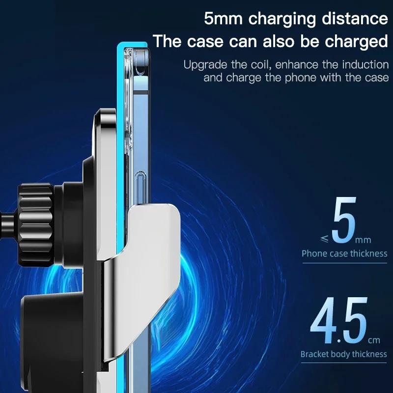 15W Wireless Car Phone Holder with Charger Phone Charging Mobile Holder for IPhone Huawei Samsung Xiaomi